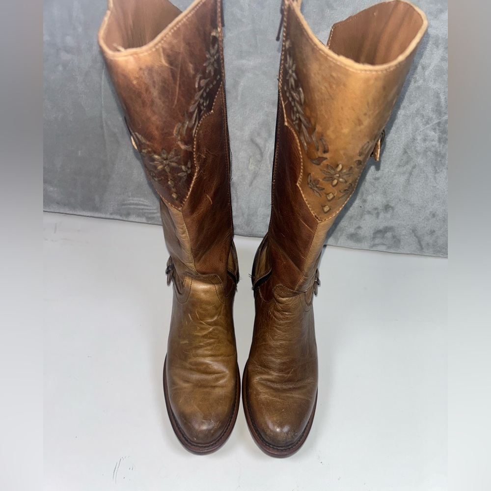 Red Hawk Austria vintage tan floral leather boots - Picture 6 of 13